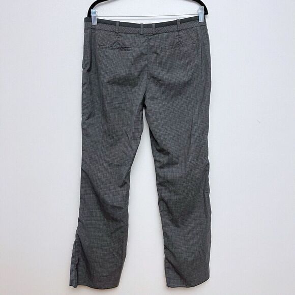 Boss Hugo Boss Womens Size 8 Gray Plaid Raw Hem Dress Pant Wool - Picture 10 of 11